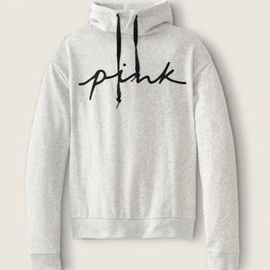 Pink Grey Cowl Neck Sweatshirt